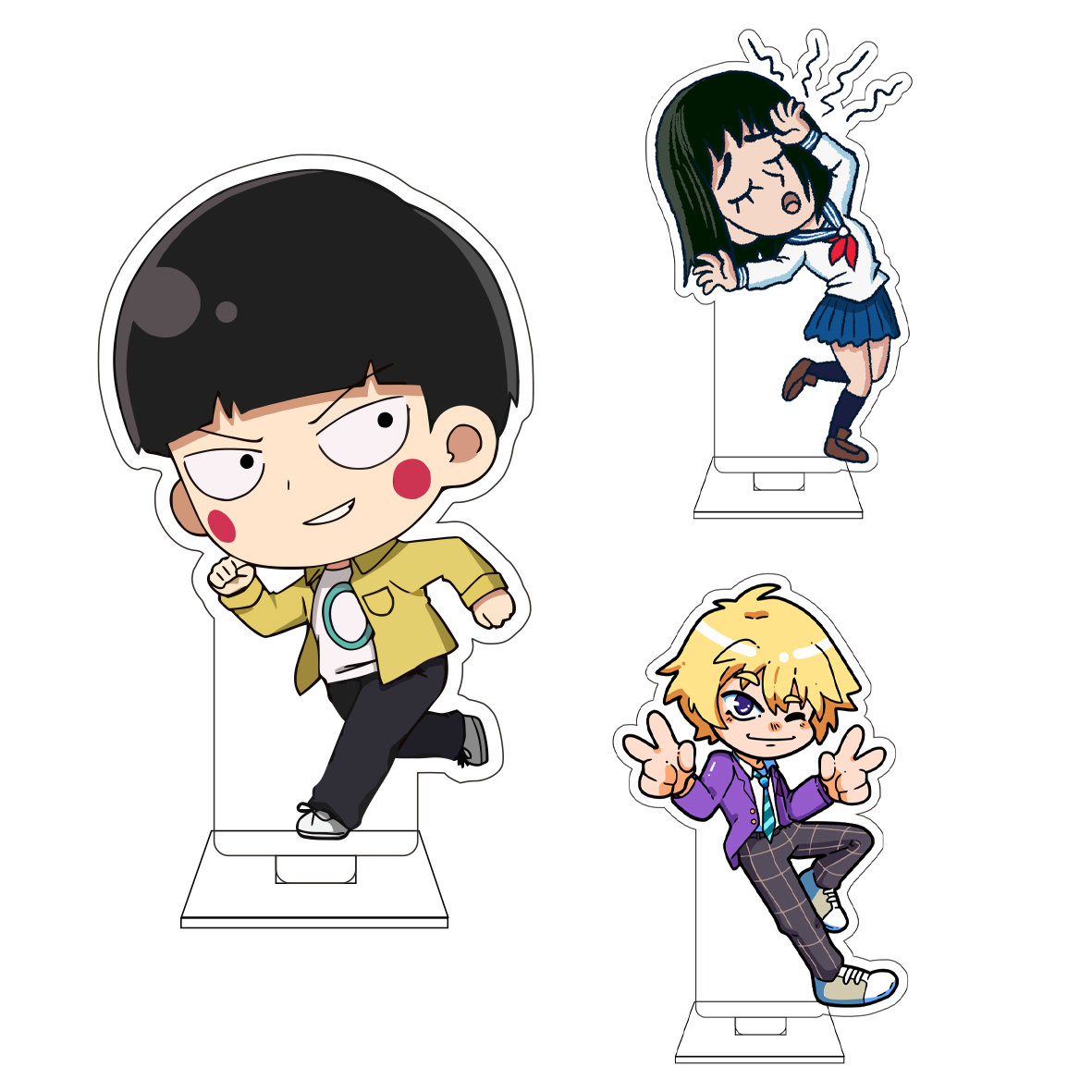 Anime Cosplay Cute - 10CMアニメ モブサイコ 百 コスプレ かわいいアクリルフィギュアスタンドプレート 雷電アタカタ
