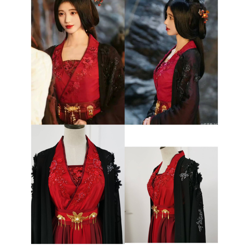 Anime Cosplay Red - 九景儀の「花のインターラード」の黒と赤の漢服衣装は、尚関志が着用したものと同じもので、ハロウィンコスプレ用です。