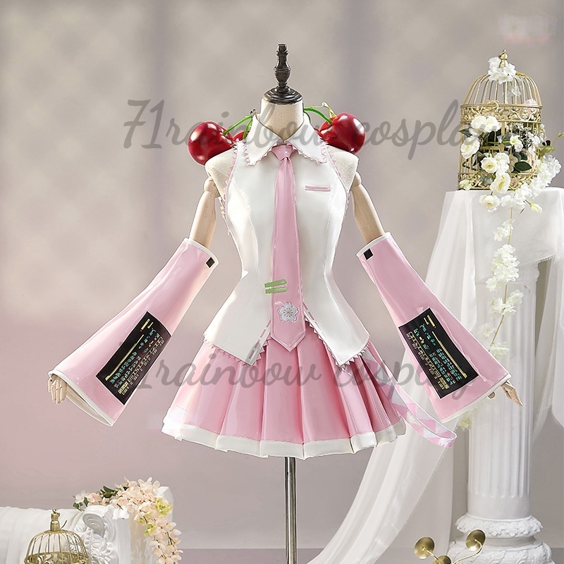 Anime Cosplay Boy - さくらミクコスプレ衣装ミク制服 JK フォーミュラドレスセット服アニメミク衣装コスプレ