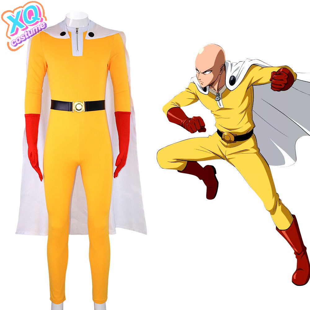 Anime Cosplay One Punch Man - アニメワンパンマンサイタマコスプレ衣装男性用ハロウィン日本アニメ黄色ジャンプスーツ衣装ロールプレイパーティー