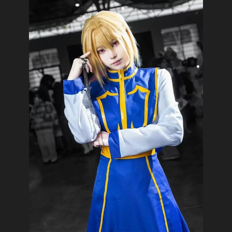 Anime Cosplay Male - アニメハンター × ハンタークラピカコスプレ衣装クラピカブルー制服ハロウィンカーニバルパーティードレスアップ男性女性着物