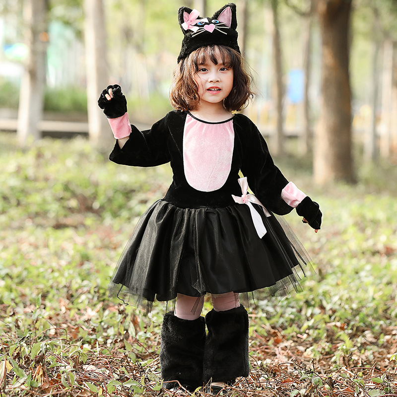 Anime Cosplay Girl Photo - 新しいハロウィン黒猫コスプレ衣装ペルシャ猫動物ロールプレイ芸術的な写真撮影かわいい子猫