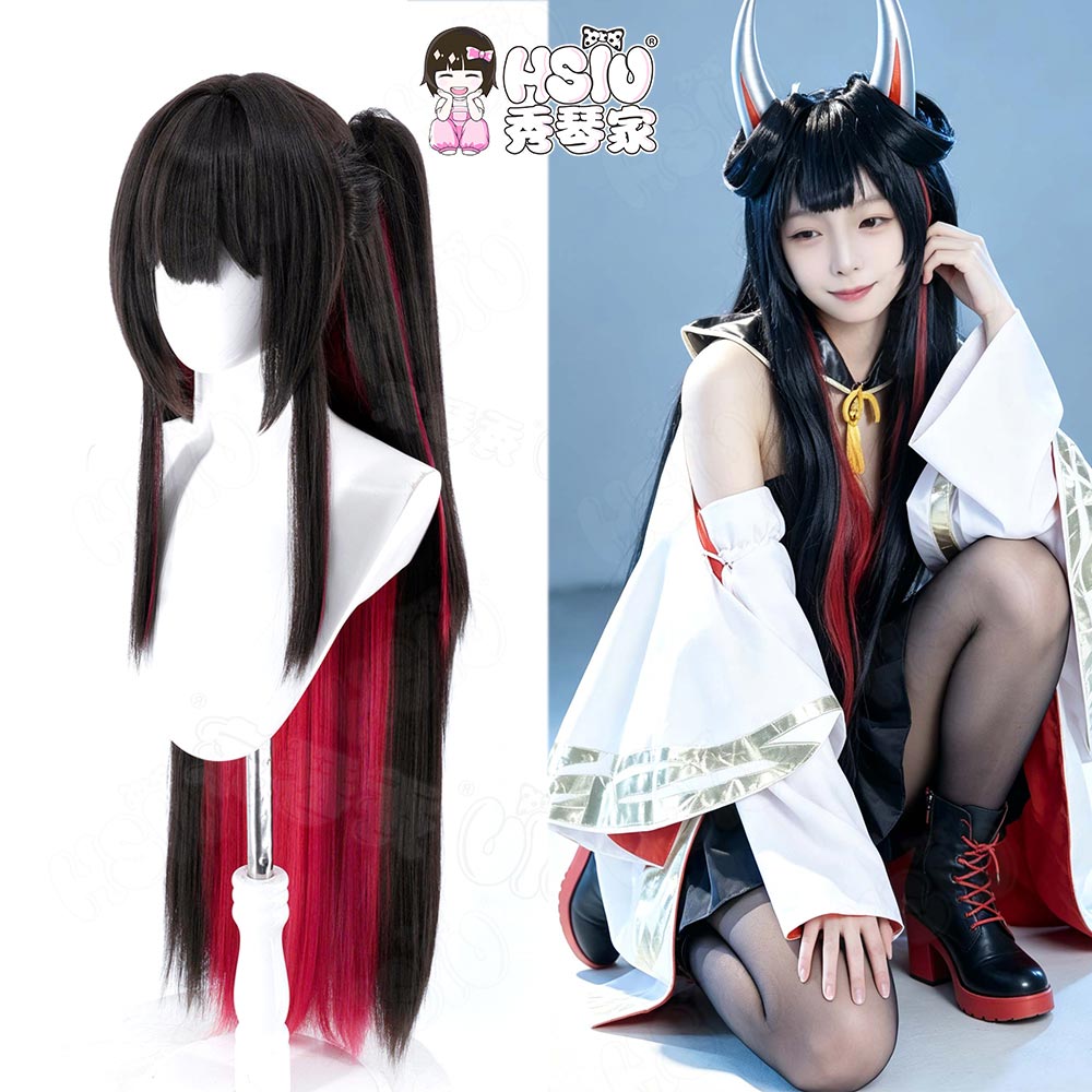 Anime Cosplay Long Black Hair - HSIUゲーム アズールレーン 初月 コスプレウィッグ 95CM ブラック