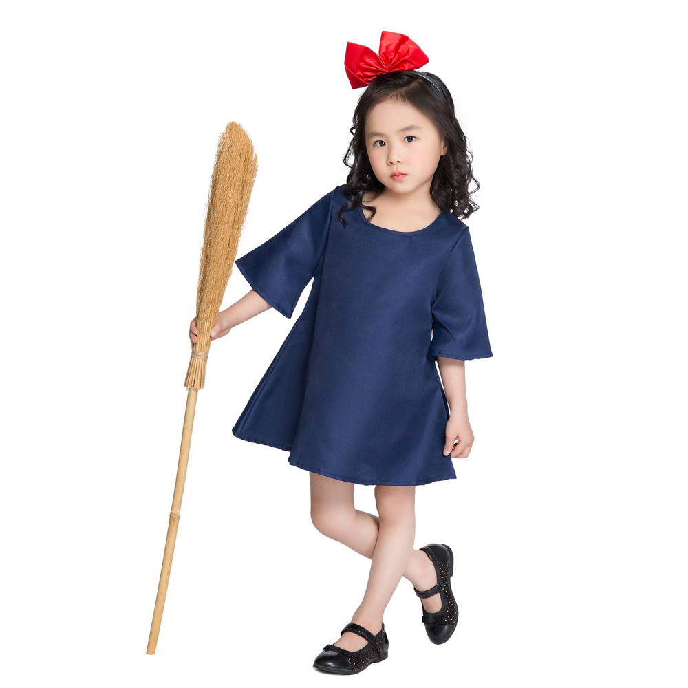 Anime Cosplay Girl Photo - 子供用パフォーマンスコスチューム 魔女コスプレドレス 小さな女の子のキキ魔女ドレス 写真撮影衣装 親子服