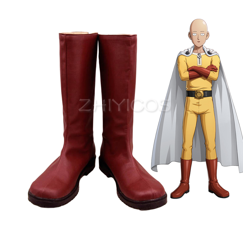 Anime Cosplay One Punch Man - ZHIYICOS アニメワンパンマンサイタマコスプレ靴ブーツジッパーアップハロウィンパーティー靴カスタムメイド