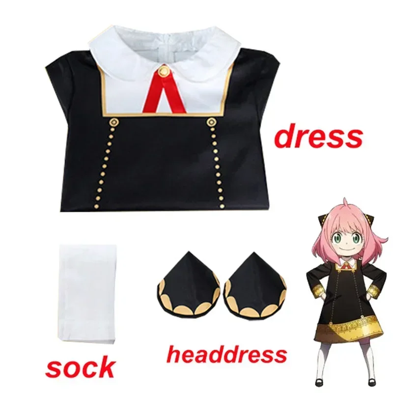 Anime Cosplay Black Girl - 2026年コスプレ衣装 ブラックドレスユニフォーム 女の子用ピンクウィッグ ストッキング パーティーロール衣装 大人用