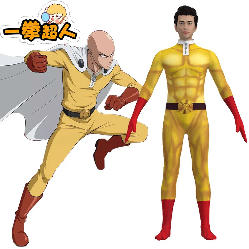 Anime Cosplay One Punch Man - 新しいハロウィンコスプレワンパンマンコスプレ衣装サイタマアニメコスプレボディスーツスーパーヒーローハロウィンジャンプスーツ衣装w