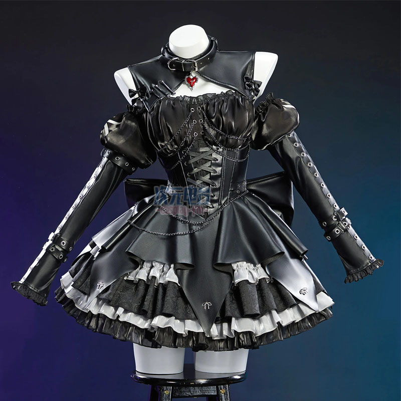 Anime Cosplay Black Girl - アニメ KAngel NEEDY GIRL OVERDOSE コスプレ衣装女性黒革ロリータショートドレス衣装ハロウィンカーニバルパーティー服