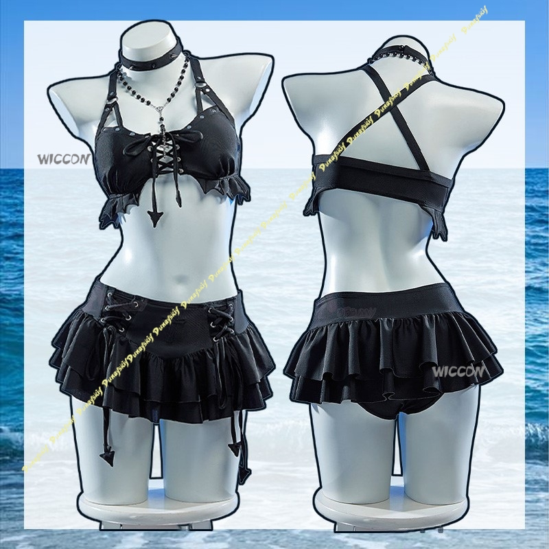 Anime Cosplay Black Girl - コスプレ衣装 女の子 セクシーなスーツ ミハイシャ水着 ゴシック ダークスタイル