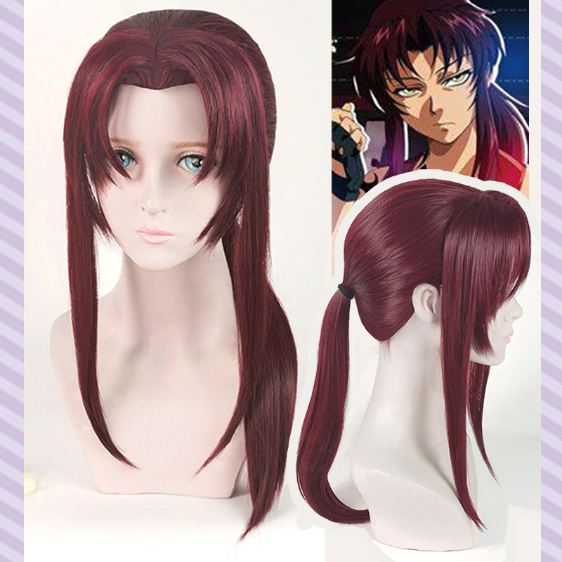 Anime Cosplay Long Black Hair - 黒のラグーンのかつら,ウィッグスタイルのカット,牛のカット,コスプレ,ワイン,ダークレッド,エレガントな髪,新しいコレクション