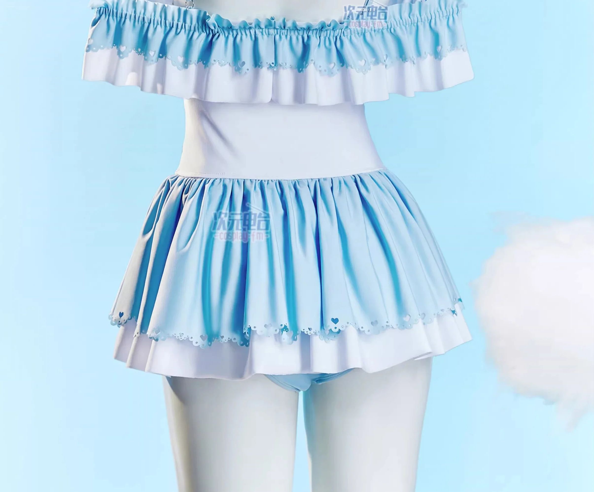 Anime Cosplay For Girls - シナモロール コスプレ衣装 かわいい女の子用控えめワンピース水着 取り外し可能なパッド付き 温泉水泳用 1/3