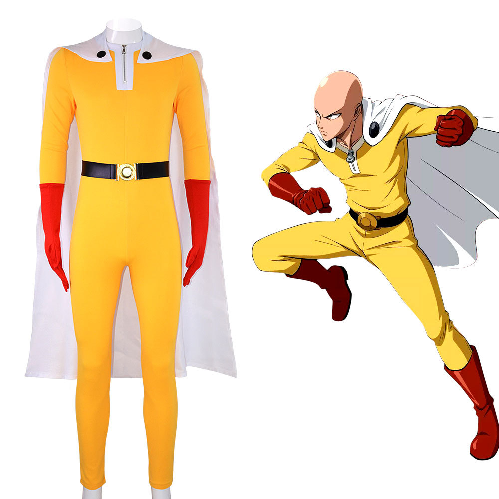 Anime Cosplay One Punch Man - ワンパンマン サイタマ コスプレ衣装 大人用 フルセット イエロー