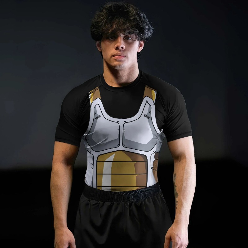 Dragon Ball Saiyan Armor - メンズ ドラゴンボール ベジータ コンプレッションシャツ ブラック ホワイト