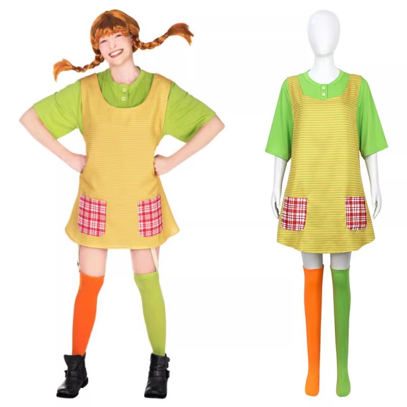 Anime Cosplay Japanese Girl - Piippi コスプレ衣装大人用グリーンドレスエプロンソックスセットブックウィークハロウィンパーティー衣装少年少女 Cosshe PP