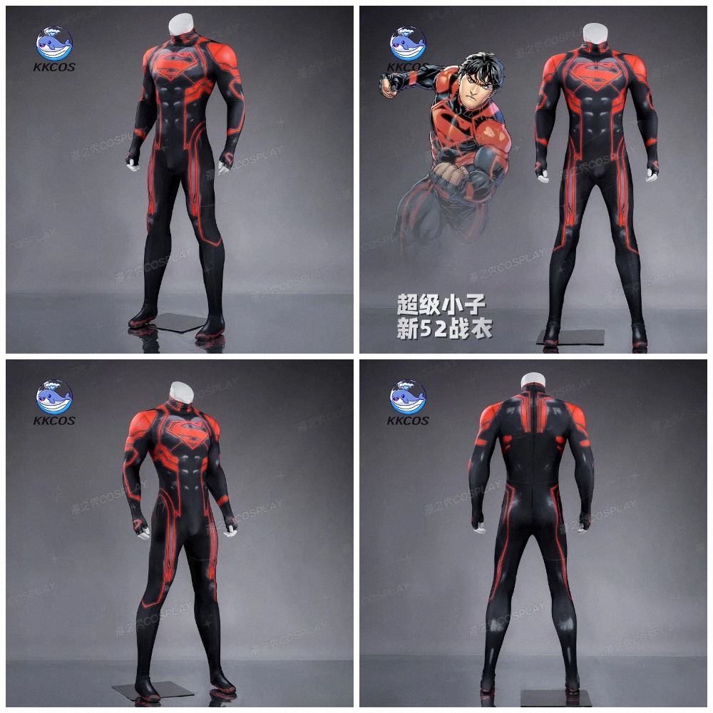 Anime Cosplay Male - KKCos 新52スーパーボーイ ‌ コン・エル ‌ コナー・ケントコスプレ衣装男性スーパーヒーロー衣装ジャンプスーツハロウィンロールプレイ服