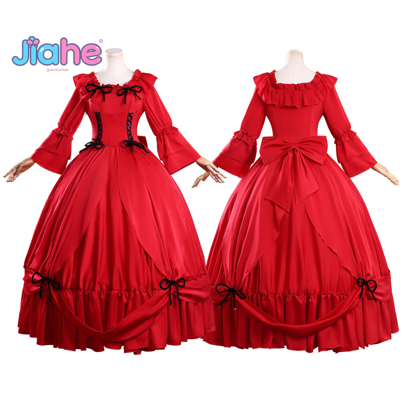 Anime Cosplay Red - スカーレット コスプレ衣装 最後のお願いはひとつありますか？ 女性のゴージャスな赤いドレスアクセサリー ハロウィンカーニバル 新しい制服