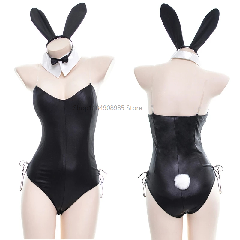 Cosplay Anime Bunny Girl - セクシーで可愛いバニーガール風フェイクレザー素材のウサギの女性用セット、高品質でコミックショーやカワイイコスプレに着用可能