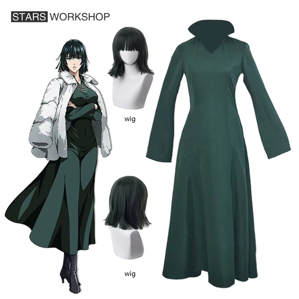 Anime Cosplay One Punch Man - アニメワンパンマンワンパンマンフブキコスプレ衣装女性グリーンドレスジャンプスーツハロウィンカーニバルパーティースーツ