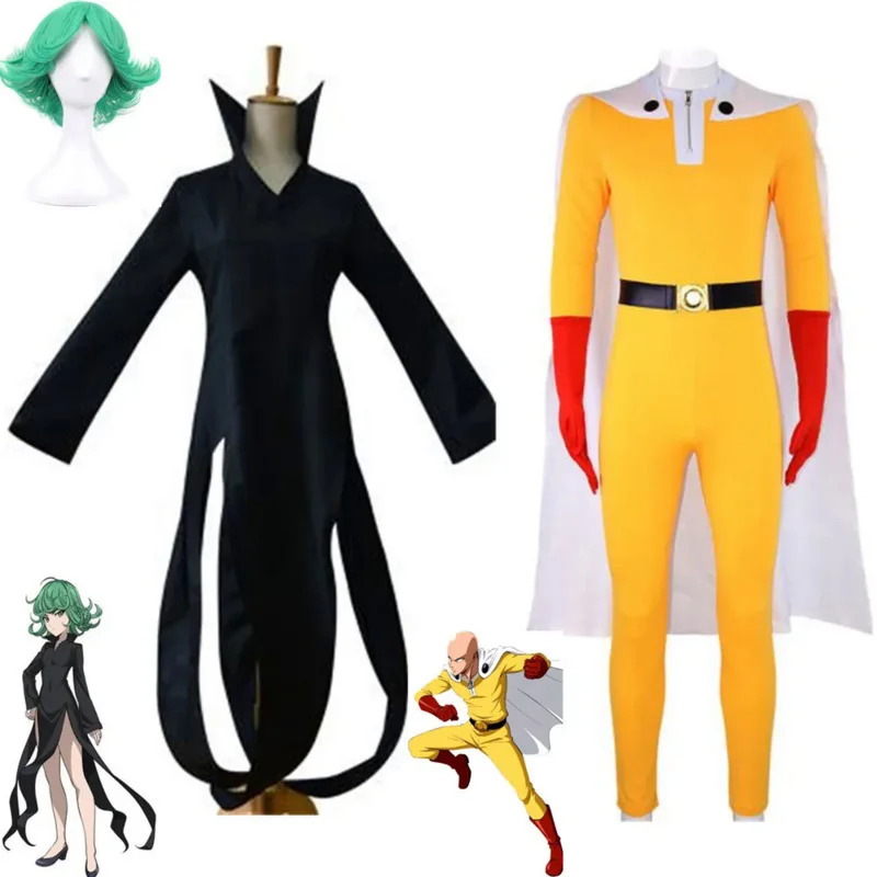 Anime Cosplay One Punch Man - アニメワンパンマンサイタマ 31TM センリツノタツマキコスプレ衣装ハロウィン日本黒ドレスウィッグジャンプスーツ衣装 NM31
