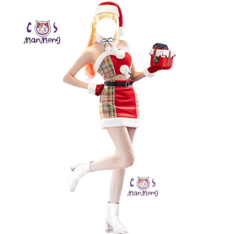 Anime Cosplay Girl Name - アニメ「着せ替え人形は恋をする」北川マリンコスプレ衣装、クリスマスガール、スイートなチェック柄ドレス、トップハット、ソックス、スイートなパーティースーツ