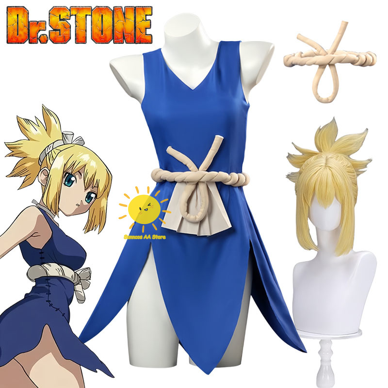 アニメドクターストーンコスプレコハクコスプレ衣装ドレス腰飾り - Anime Cosplay Mujer のレビューと価格