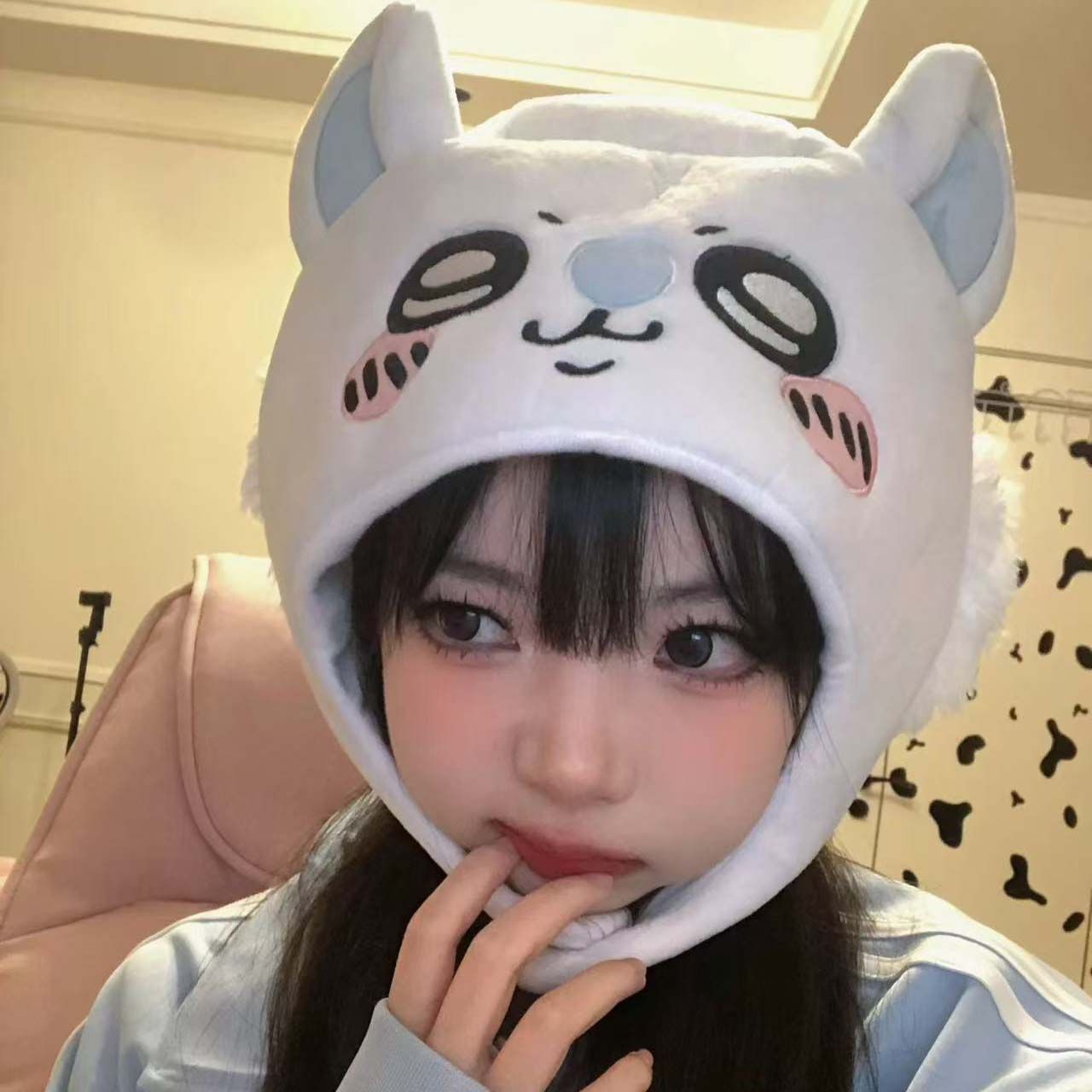 ちいかわ 八角形うさぎ帽子 かわいい漫画コスプレフードおもち - Anime Cosplay Girl Photo のレビューと価格