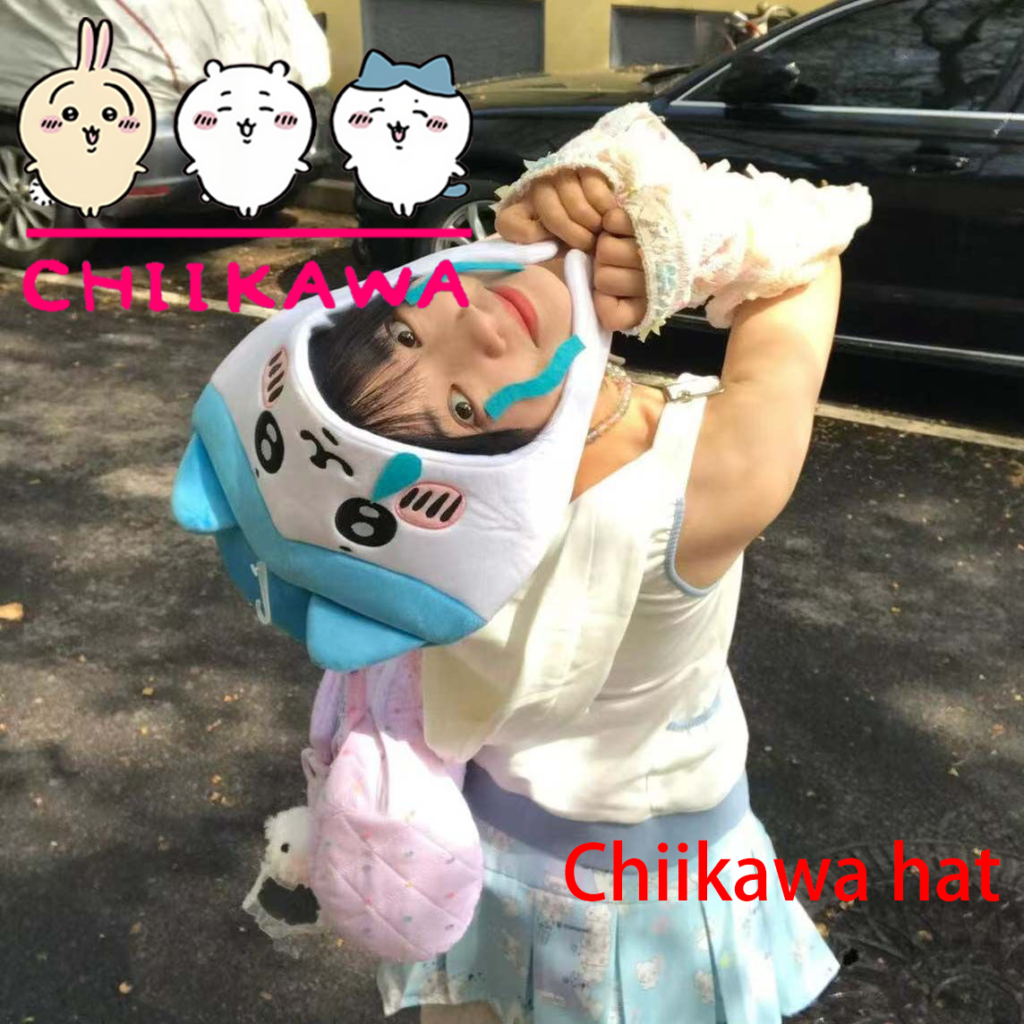 ちいかわ 八角形うさぎ帽子 かわいい漫画コスプレフードおもち - Anime Cosplay Girl Photo のレビューと価格