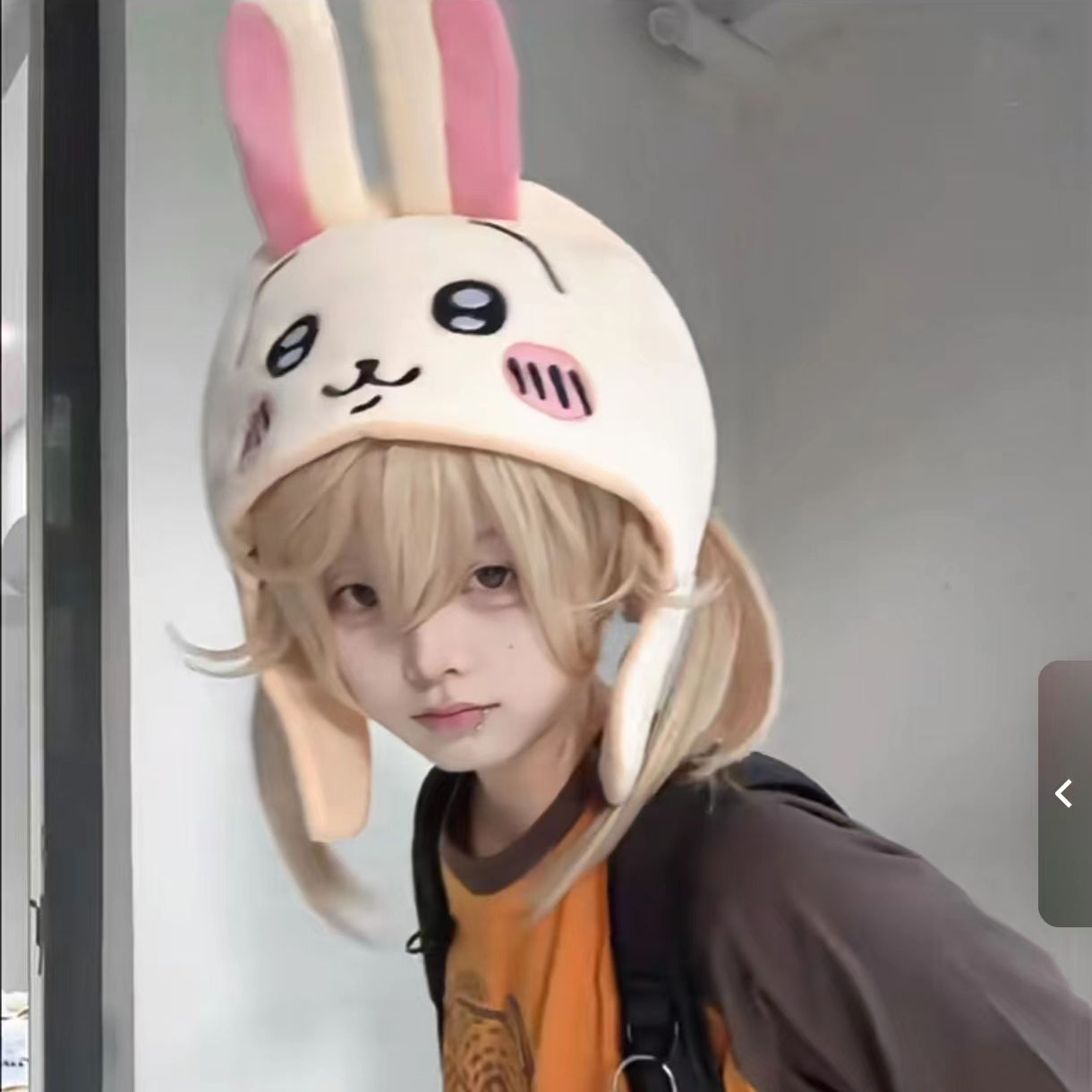 ちいかわ 八角形うさぎ帽子 かわいい漫画コスプレフードおもち - Anime Cosplay Girl Photo のレビューと価格
