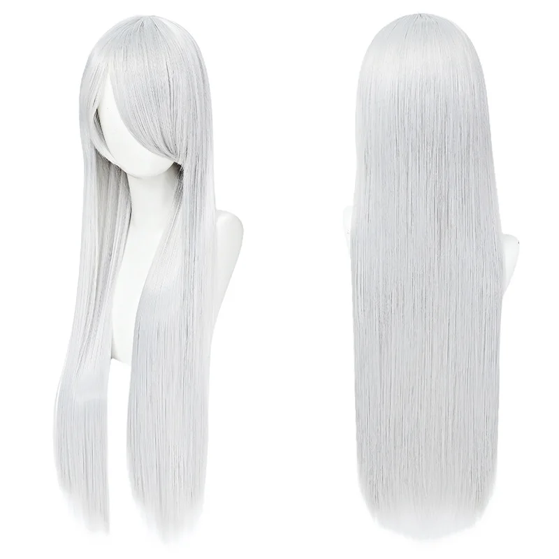 80 センチメートルカラフルなロングストレート人工毛白紫黒コ - Anime Cosplay Long Black Hair のレビューと価格