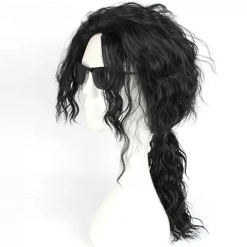 アニメマイケル・ジャクソンコスプレマイケルコスプレ黒ウィッグ - Anime Cosplay Long Black Hair のレビューと価格