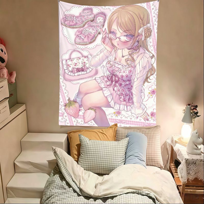 VIKAMA ピンクアニメガールタペストリー、かわいい漫画壁 - Anime Cosplay Girl Photo のレビューと価格