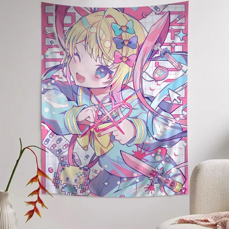 VIKAMA ピンクアニメガールタペストリー、かわいい漫画壁 - Anime Cosplay Girl Photo のレビューと価格