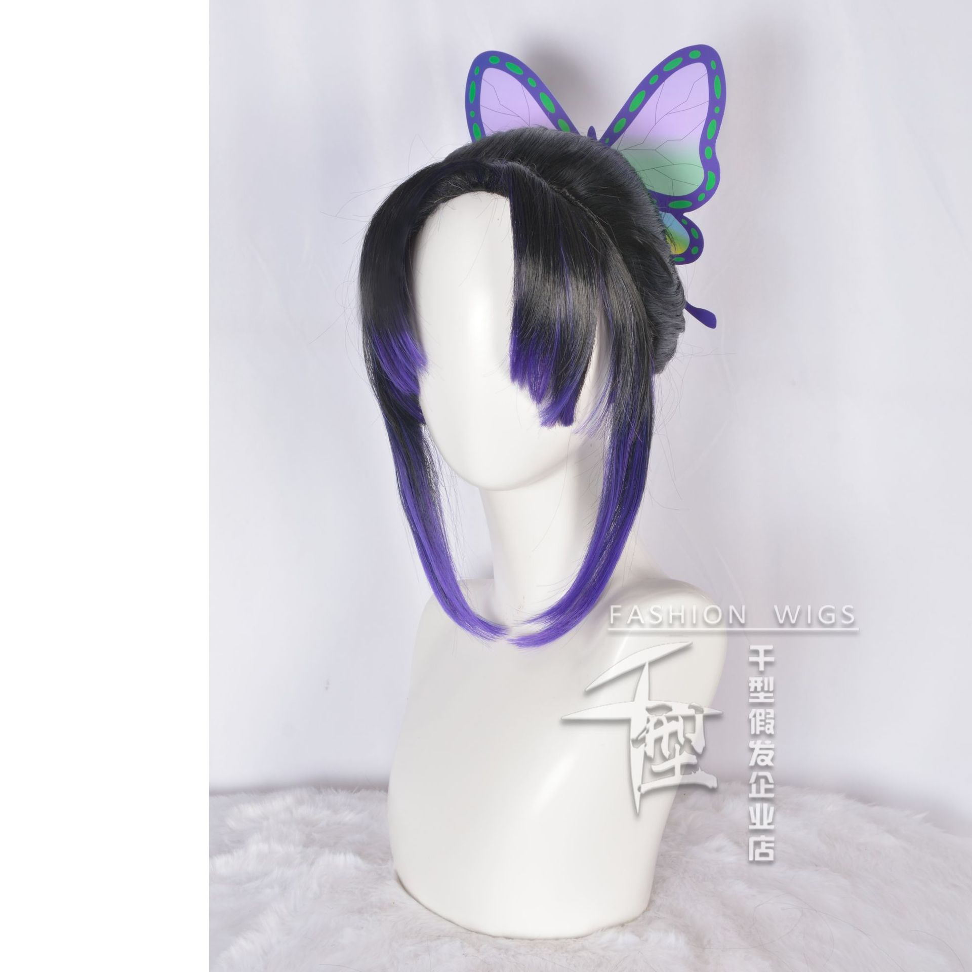 アニメ悪魔狩りコスプレウィッグ蝶のヘアクリップロングブラック - Anime Cosplay Long Black Hair のレビューと価格