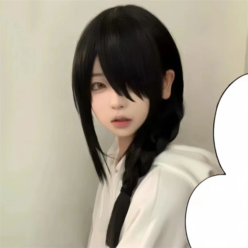 アニメチェーンソーマンナユタ大人のコスプレウィッグ黒ロング三 - Anime Cosplay Long Black Hair のレビューと価格