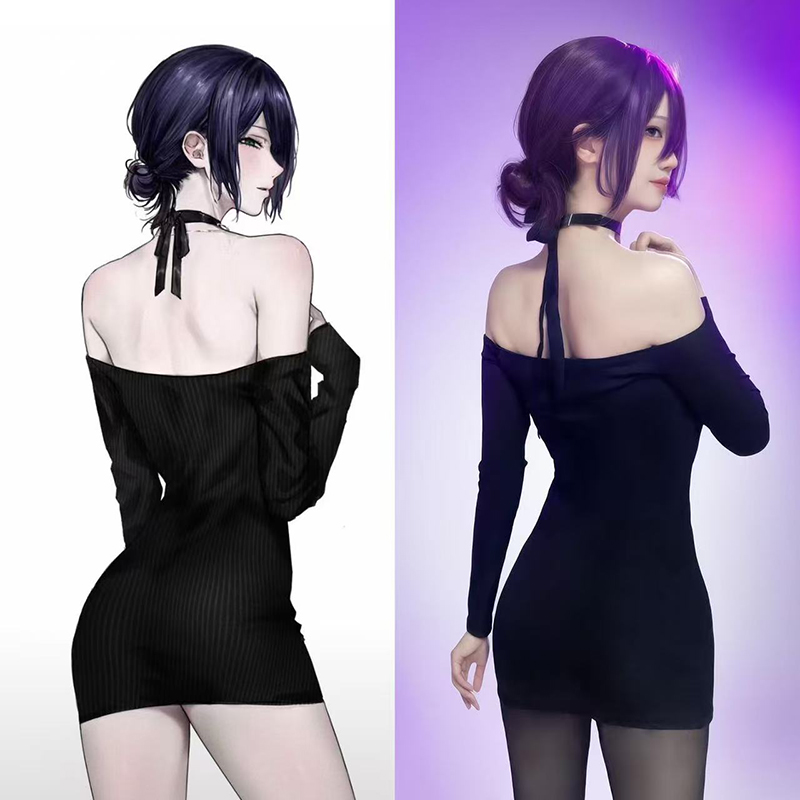 アニメチェーンソーマンレゼコスプレ衣装女性ドレス黒セクシーな - Anime Cosplay Black Girl のレビューと価格