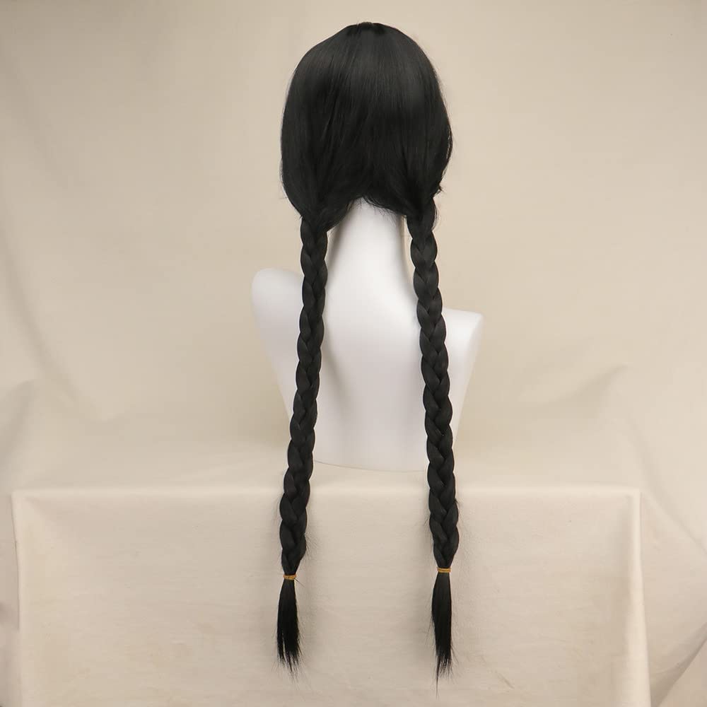 ロングゴシックコスプレウィッグ女性ロング黒三つ編み人工毛パー - Anime Cosplay Long Black Hair のレビューと価格