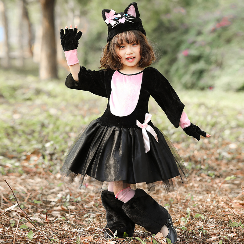 新しいハロウィン黒猫コスプレ衣装ペルシャ猫動物ロールプレイ芸 - Anime Cosplay Girl Photo のレビューと価格