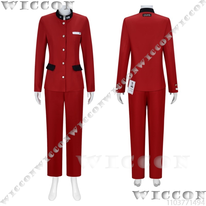 ツクモ今百ゲームコスプレライン赤い学校制服学生スーツ紫色のか - Anime Cosplay Red のレビューと価格
