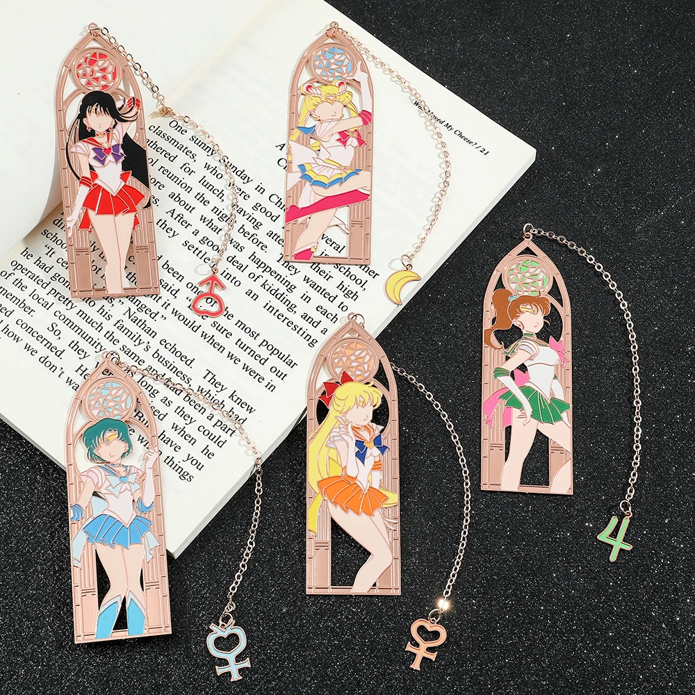 アニメセーラーズムーンスイートフィギュア金属ブックマーク女性 - Anime Cosplay Girl Photo のレビューと価格
