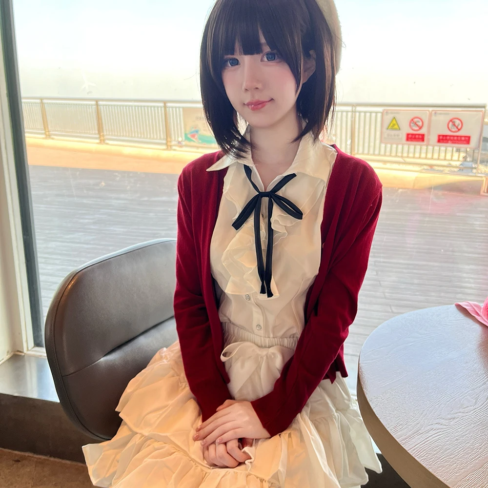 女の子赤いコートシャツスカートセットロリータ制服服アニメ「無 - Anime Cosplay Red のレビューと価格