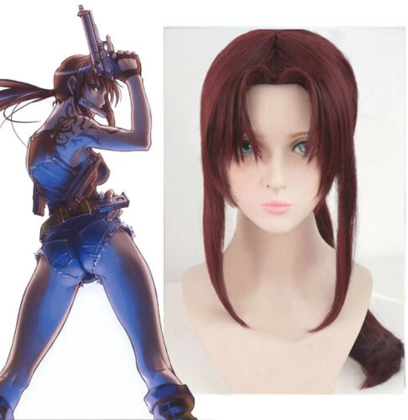 黒のラグーンのかつら,ウィッグスタイルのカット,牛のカット, - Anime Cosplay Long Black Hair のレビューと価格