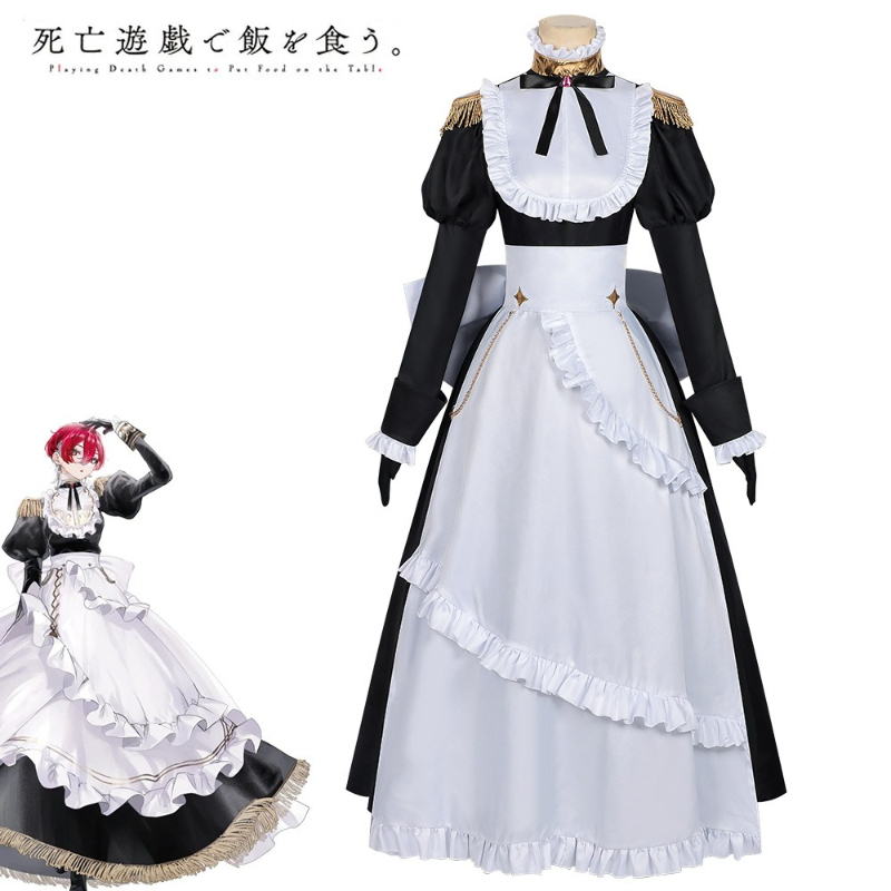 ゆうき鬼屋メイドコスプレ衣装 食べ物をテーブルに置いて死のゲ - Cosplay Anime Yuki のレビューと価格