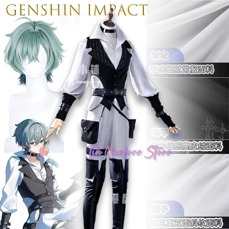 ゲームキャラクターフル衣装原神インパクトローヘン PV バー - Anime Cosplay Male のレビューと価格
