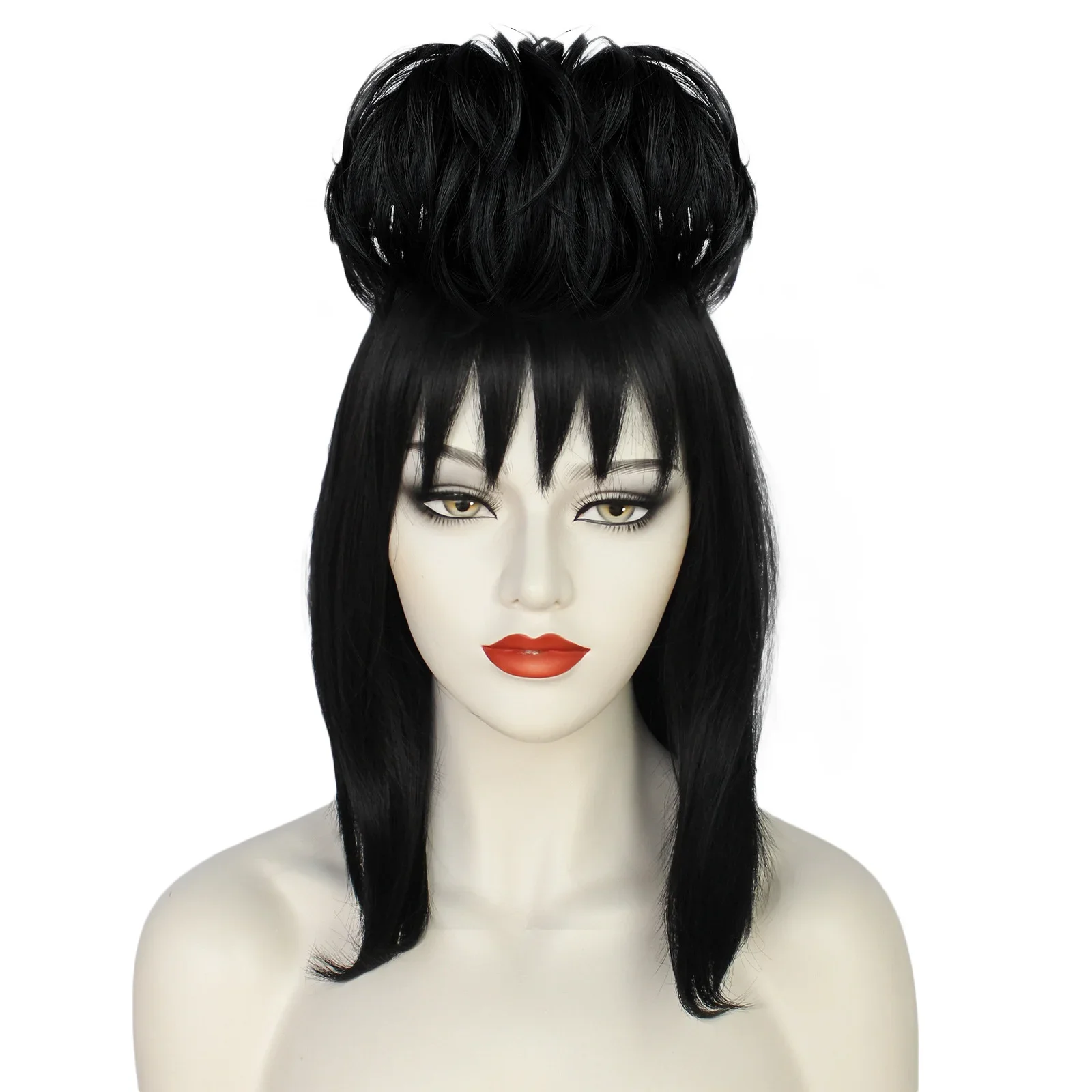 Lydia deetz-女性用コスプレウィッグ,黒の人工毛, - Anime Cosplay Black Girl のレビューと価格