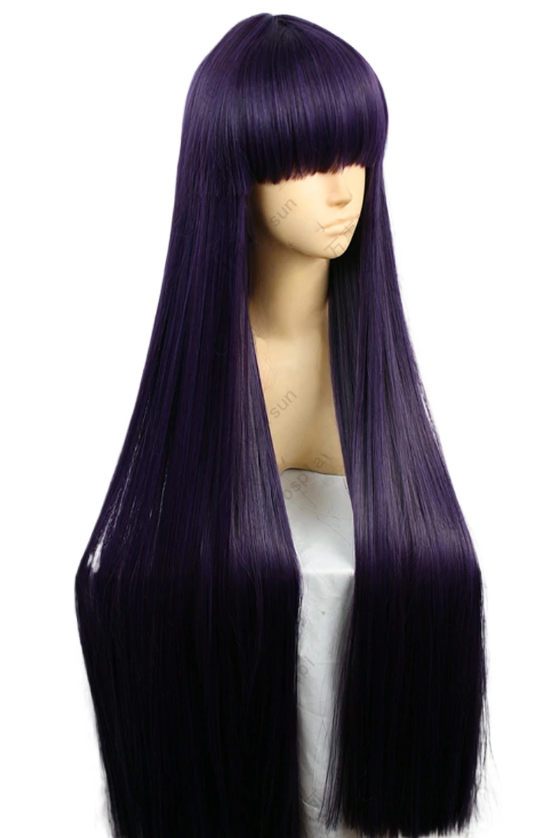 セーラーマー-長いストレート人工毛コスプレウィッグ、耐熱性、 - Anime Cosplay Long Black Hair のレビューと価格