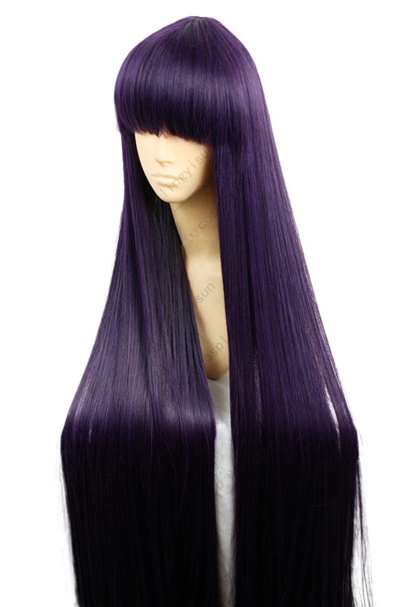 セーラーマー-長いストレート人工毛コスプレウィッグ、耐熱性、 - Anime Cosplay Long Black Hair のレビューと価格