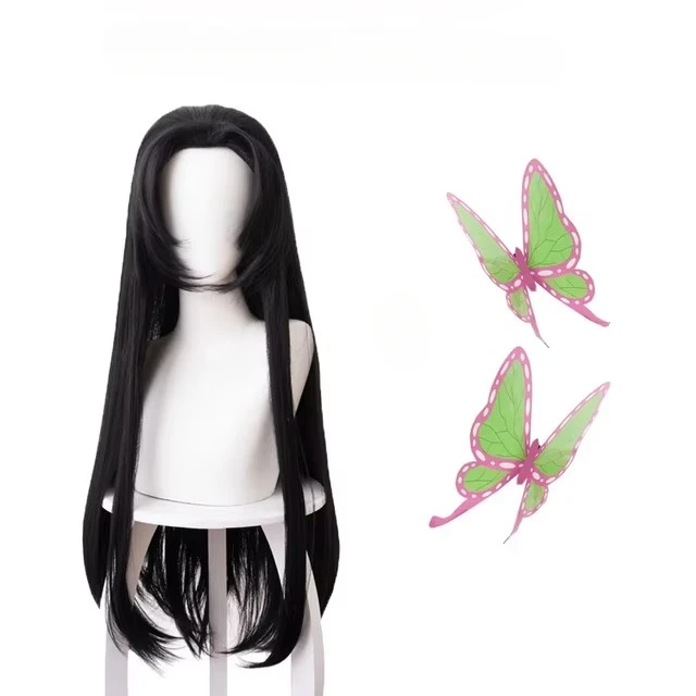 アニメ胡蝶かなえウィッグ鬼滅の刃コスプレ合成黒ロング耐熱人工 - Anime Cosplay Long Black Hair のレビューと価格