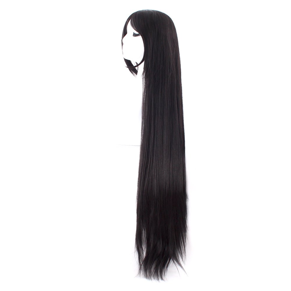 40 インチ 100 センチメートルロングストレートコスプレ - Anime Cosplay Long Black Hair のレビューと価格