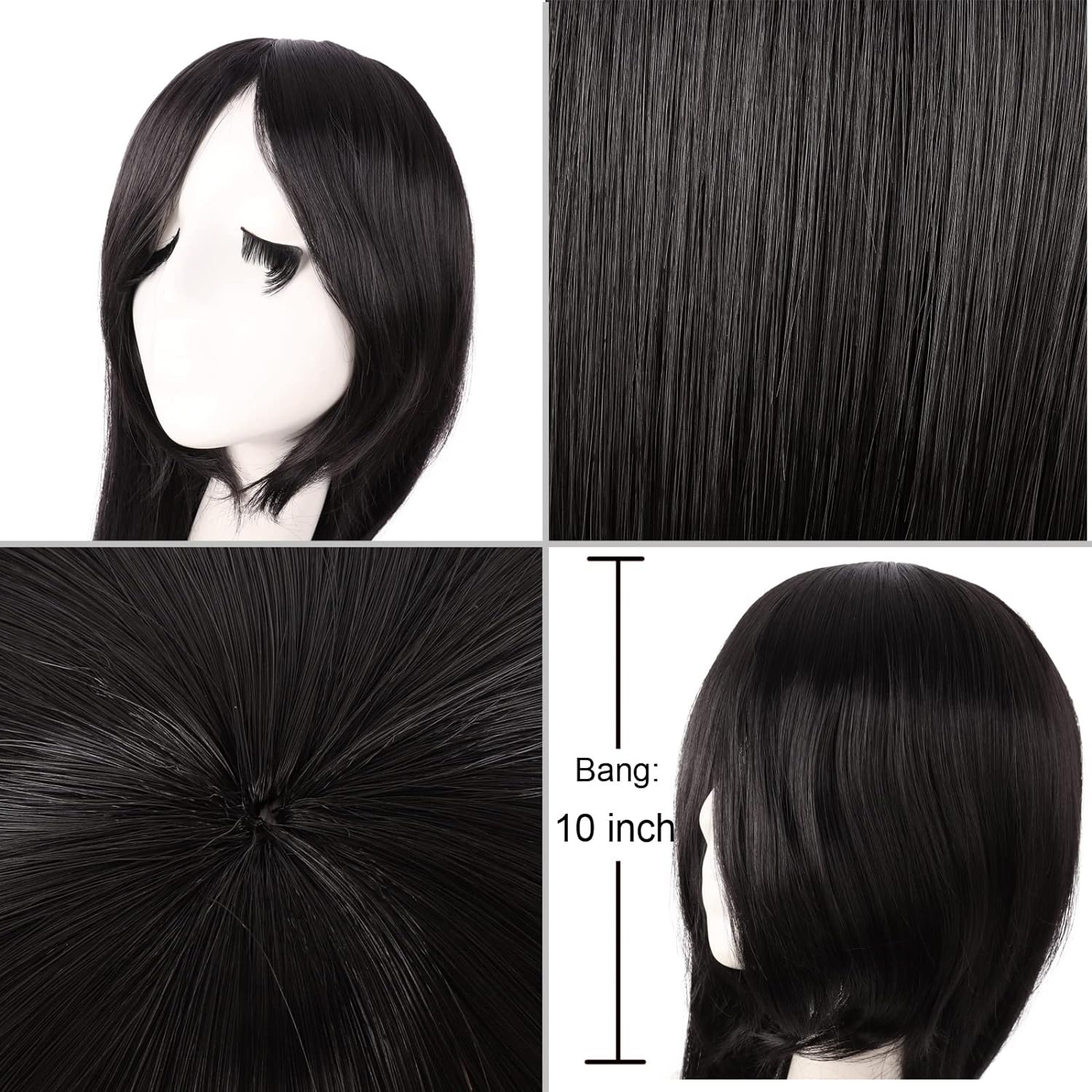 40 インチ 100 センチメートルロングストレートコスプレ - Anime Cosplay Long Black Hair のレビューと価格