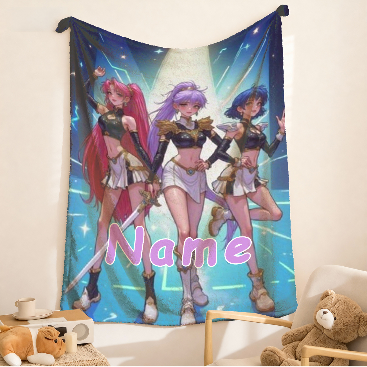 パーソナライズされたアニメガールズブランケット名前カスタムデ - Anime Cosplay Girl Name のレビューと価格